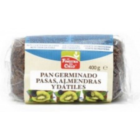 PÃO À BASE DE TRIGO GERMINADO C/ PASSAS, AMÊNDOAS, TÂMARAS 400G