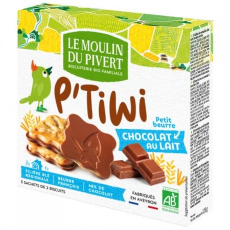 BISCOITO P TIWI CHOCOLATE LEITE - 125G - MOULIN DU PIVERT