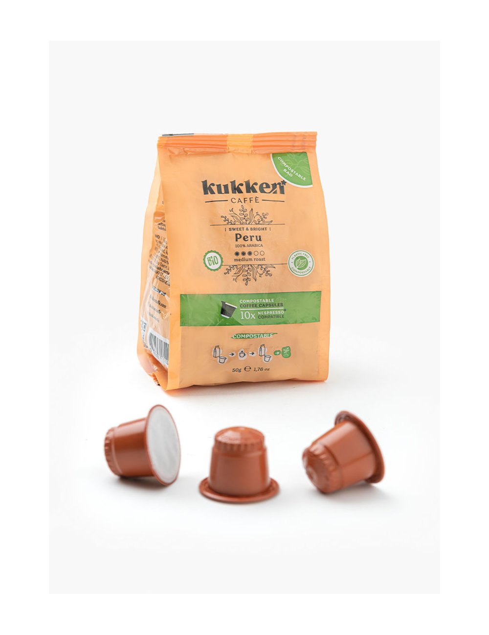 CAFÉ BIO CÁPS. COMPOST. PERU - 10 UNDS - KUKKEN
