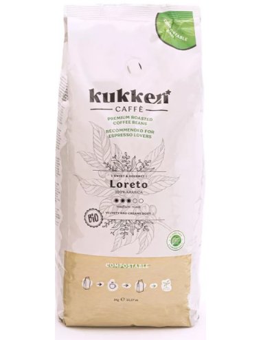 CAFÉ BIO TORRADO EM GRÃO LORETO- 1KG - KUKKEN