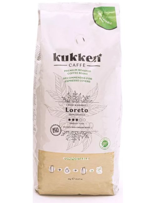 CAFÉ BIO TORRADO EM GRÃO LORETO- 1KG - KUKKEN