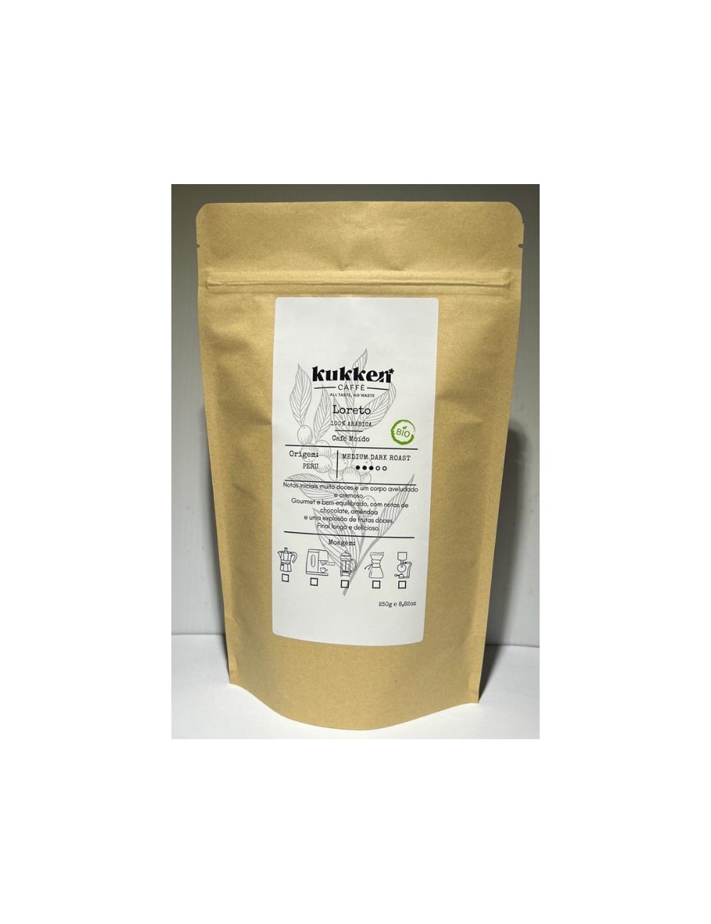 CAFÉ BIO TORRADO MOÍDO LORETO- 250G - KUKKEN