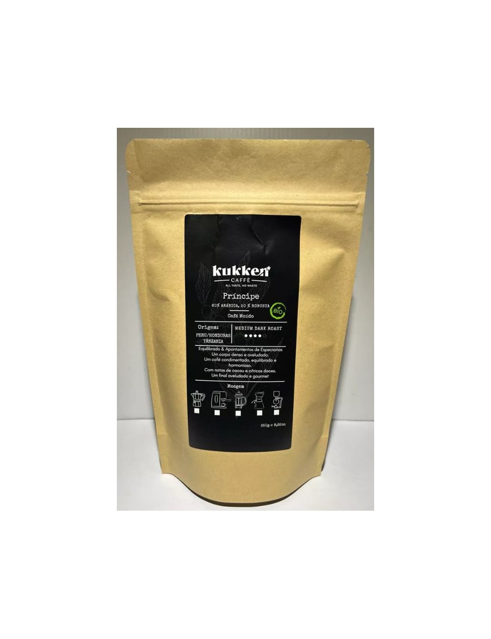 CAFÉ BIO TORRADO MOÍDO PRINCIPE - 250G - KUKKEN