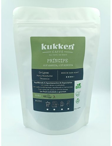 CAFÉ BIO TORRADO EM GRÃO PRINCIPE - 250G - KUKKEN
