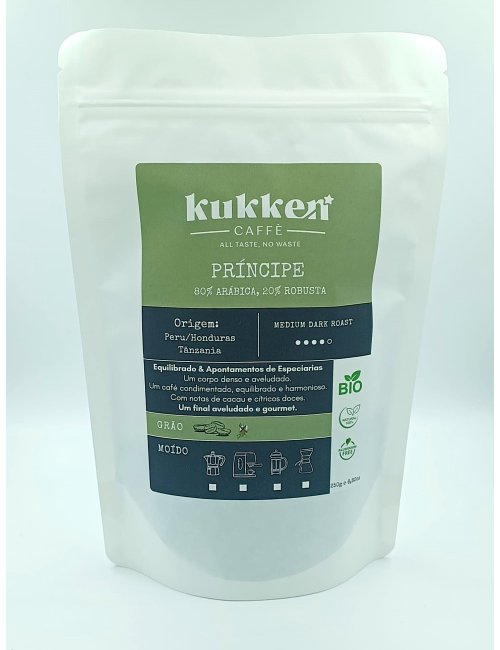 CAFÉ BIO TORRADO EM GRÃO PRINCIPE - 250G - KUKKEN